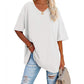👕 ¡TIEMPO LIMITADO 50% DE DESCUENTO! 💥 Camiseta informal holgada de escote en pico – Suave, transpirable y con dobladillo ✨ fluido