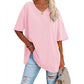 👕 ¡TIEMPO LIMITADO 50% DE DESCUENTO! 💥 Camiseta informal holgada de escote en pico – Suave, transpirable y con dobladillo ✨ fluido