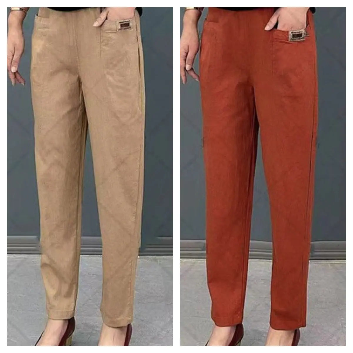 Pantalones Harem de algodón cómodos con cintura elástica para mujer benefiyou