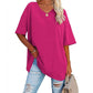 👕 ¡TIEMPO LIMITADO 50% DE DESCUENTO! 💥 Camiseta informal holgada de escote en pico – Suave, transpirable y con dobladillo ✨ fluido