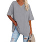 👕 ¡TIEMPO LIMITADO 50% DE DESCUENTO! 💥 Camiseta informal holgada de escote en pico – Suave, transpirable y con dobladillo ✨ fluido