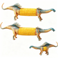 Soportes creativos para mazorcas de maíz con forma de dinosaurio