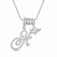 Collar con Dije de Inicial Cursiva y Corazón con Circonias Cúbicas