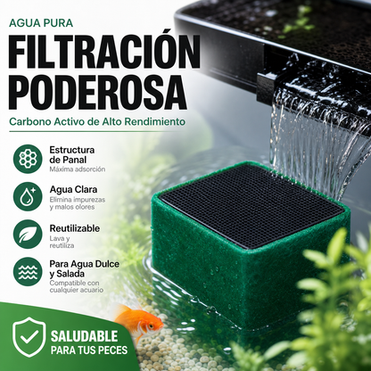 Cubo Filtrante de Carbón Activado para Acuario – Purificador y Desodorizante