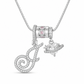 Collar con Dije de Inicial Cursiva y Corazón con Circonias Cúbicas
