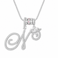 Collar con Dije de Inicial Cursiva y Corazón con Circonias Cúbicas