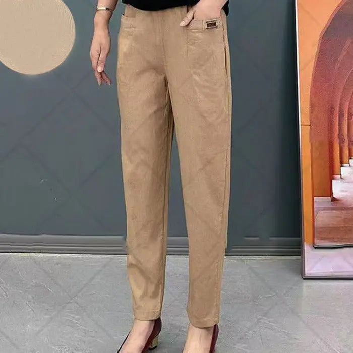 Pantalones Harem de algodón cómodos con cintura elástica para mujer benefiyou