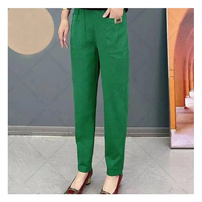 Pantalones Harem de algodón cómodos con cintura elástica para mujer benefiyou