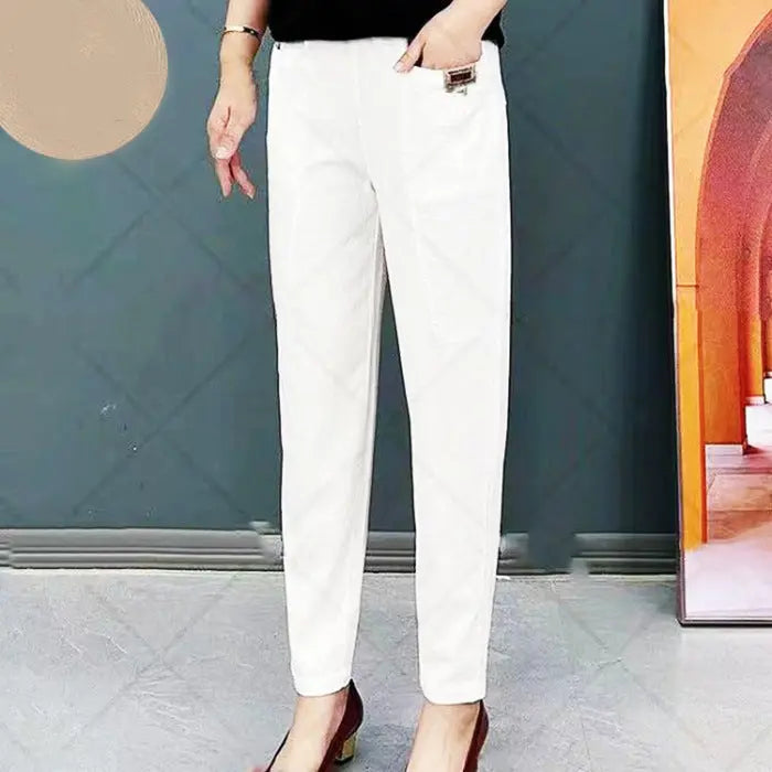Pantalones Harem de algodón cómodos con cintura elástica para mujer benefiyou