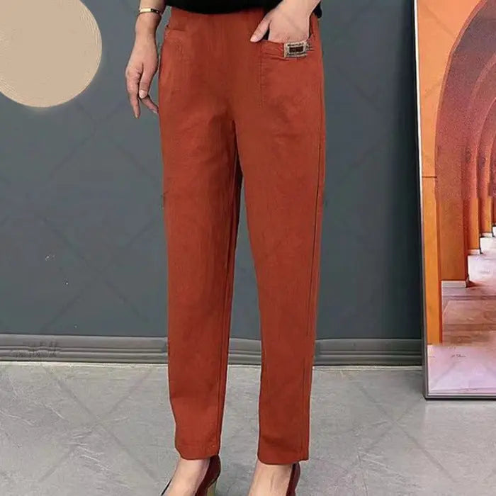 Pantalones Harem de algodón cómodos con cintura elástica para mujer benefiyou