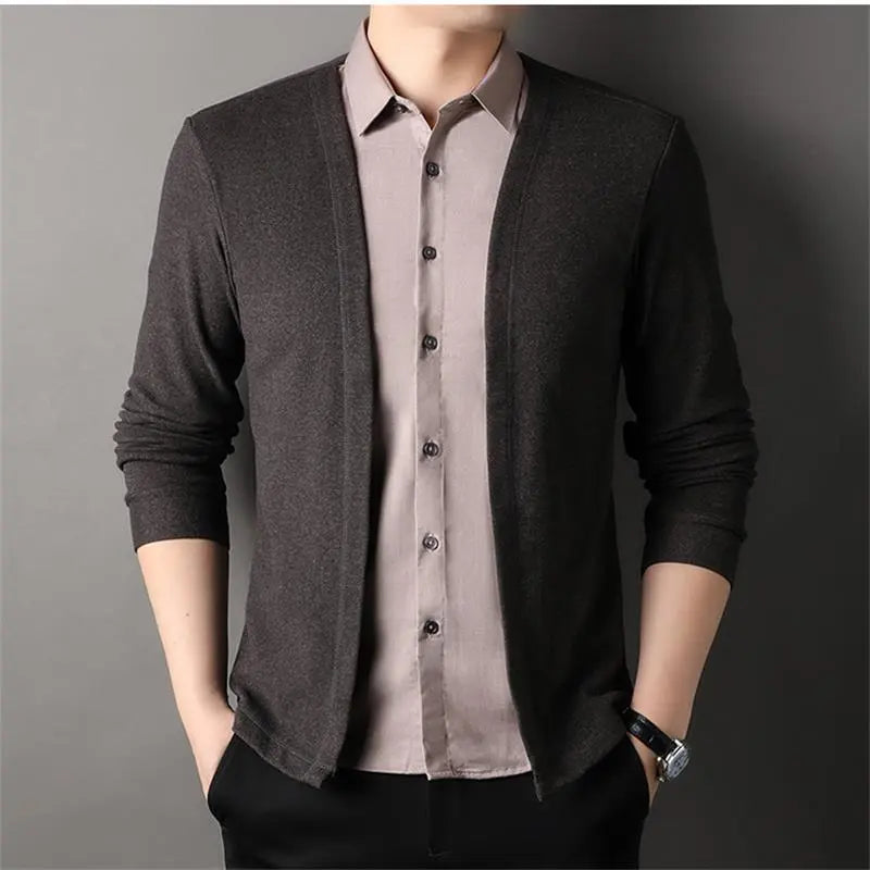 🔥Chaqueta de punto de dos piezas con cuello camisero para hombre50% OFF！ benefiyou