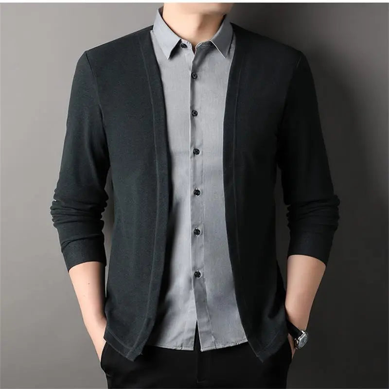 🔥Chaqueta de punto de dos piezas con cuello camisero para hombre50% OFF！ benefiyou