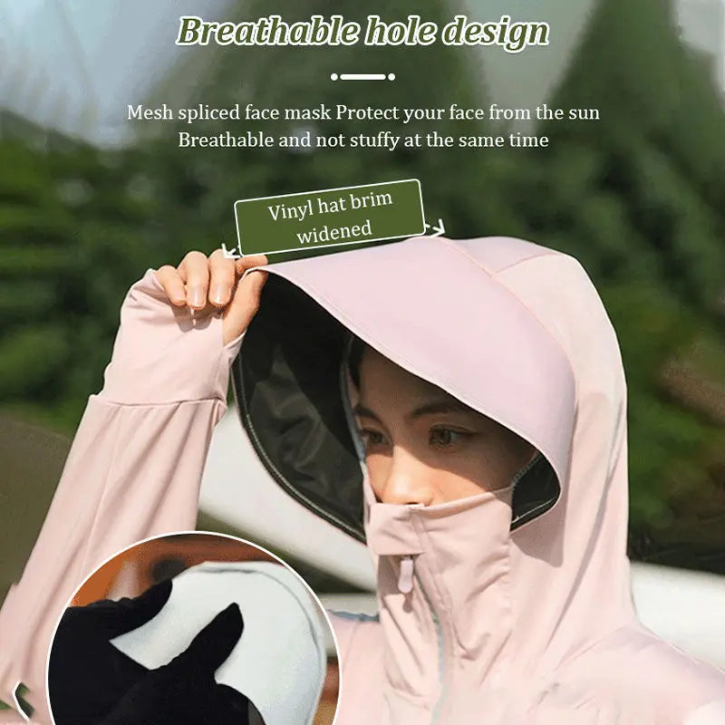 Chaqueta de protección solar de manga larga con capucha transpirable UPF50+💕 benefiyou