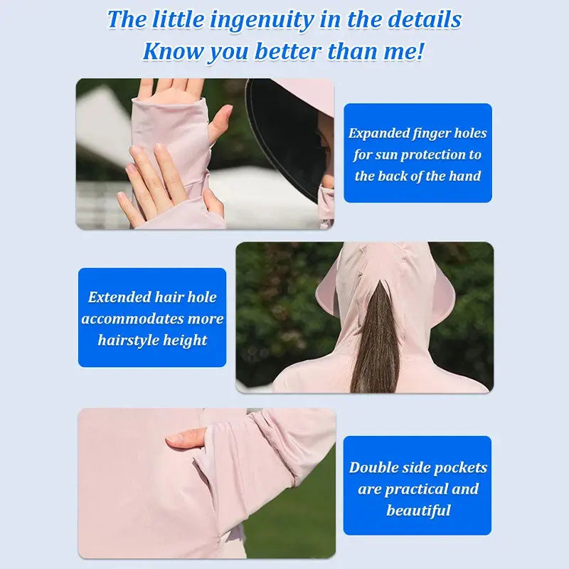 Chaqueta de protección solar de manga larga con capucha transpirable UPF50+💕 benefiyou