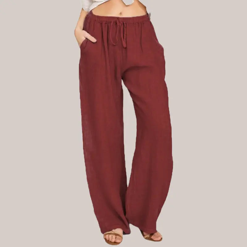 Pantalones anchos de lino y algodón de verano para mujer benefiyou