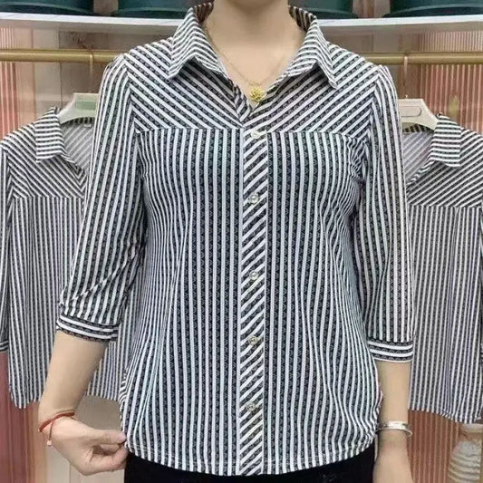 Camisa con cuello a rayas para mujer 🎁Compra 2 piezas cualesquiera y consigue envío gratis benefiyou