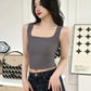 Camiseta sin mangas de seda helada para mujer con cuello cuadrado sin rastro benefiyou
