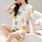 Bonito conjunto de pijama con estampado de dibujos animados y sujetador incorporado benefiyou
