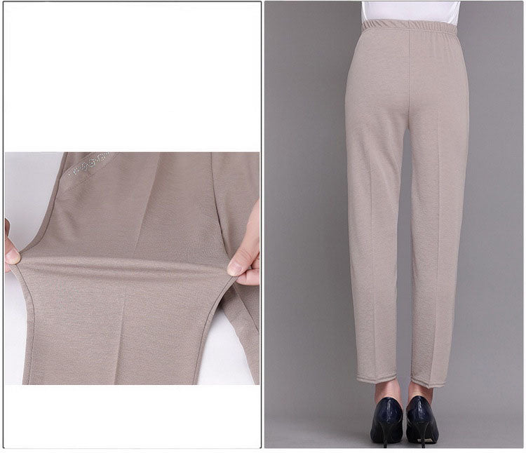 Pantalones tobilleros de cintura elástica de color liso con bolsillos（Envío gratis✈️） benefiyou