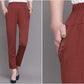 Pantalones tobilleros de cintura elástica de color liso con bolsillos（Envío gratis✈️） benefiyou
