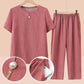 Top Manga Corta Cintura Elástica Pantalón Casual Conjunto 2 Piezas benefiyou