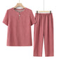 Top Manga Corta Cintura Elástica Pantalón Casual Conjunto 2 Piezas benefiyou