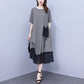 Vestido suelto de mujer con cuello redondo y patchwork benefiyou