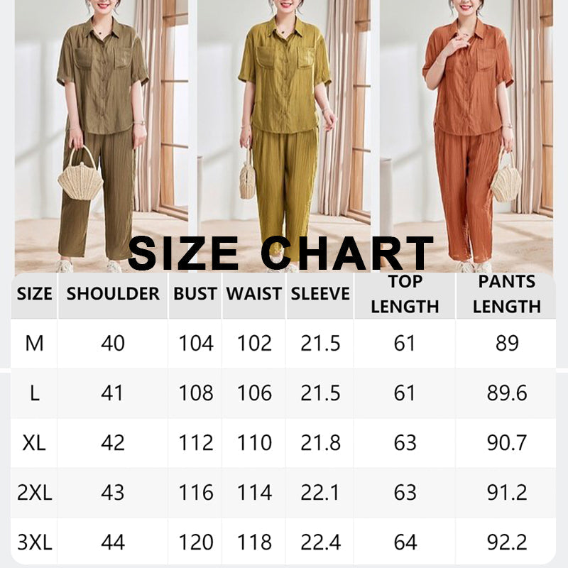 Conjunto casual de 2 piezas de camisa de manga corta y pantalón tobillero de color sólido benefiyou
