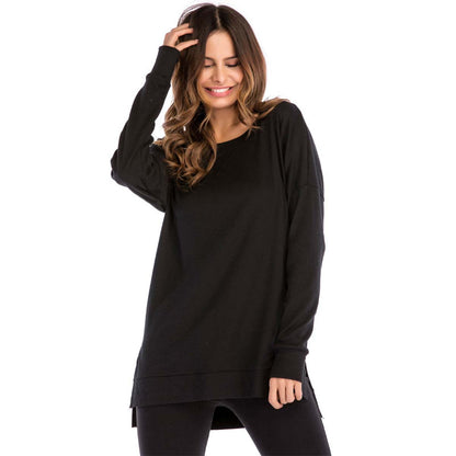 Women's Crewneck Long Sleeves Side Split Tunic Top benefiyou