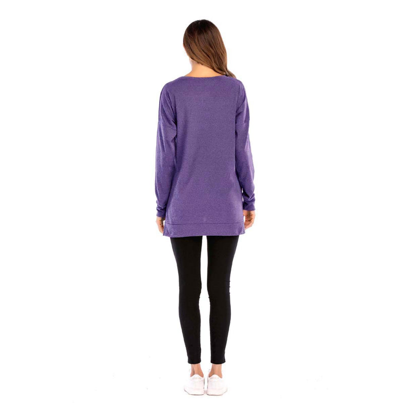 Women's Crewneck Long Sleeves Side Split Tunic Top benefiyou