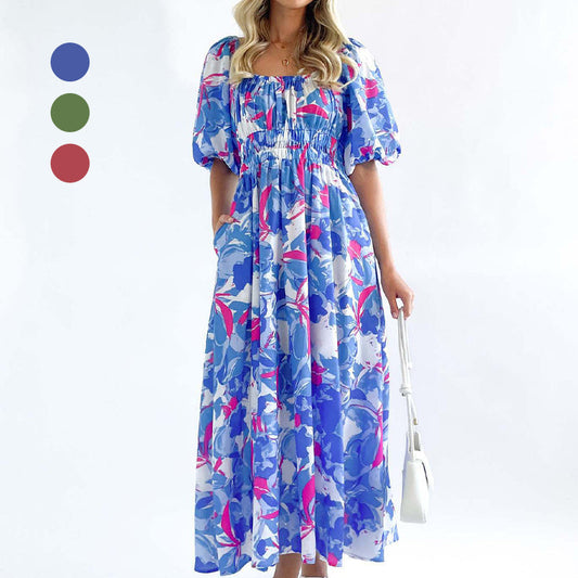 Vestido de verano de mujer con estampado floral. benefiyou