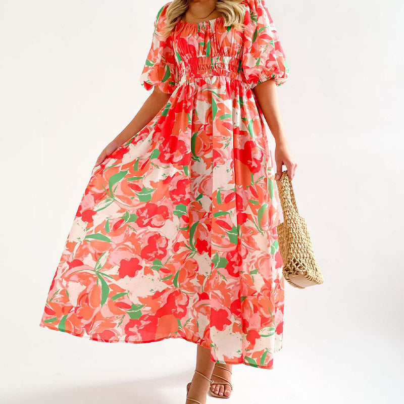 Vestido de verano de mujer con estampado floral. benefiyou