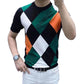 Chic Contrast Diamond-Shape Top for Plus Size Men benefiyou