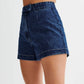 Conjunto de pantalones cortos y top sin mangas de dos piezas de mezclilla casual para mujer