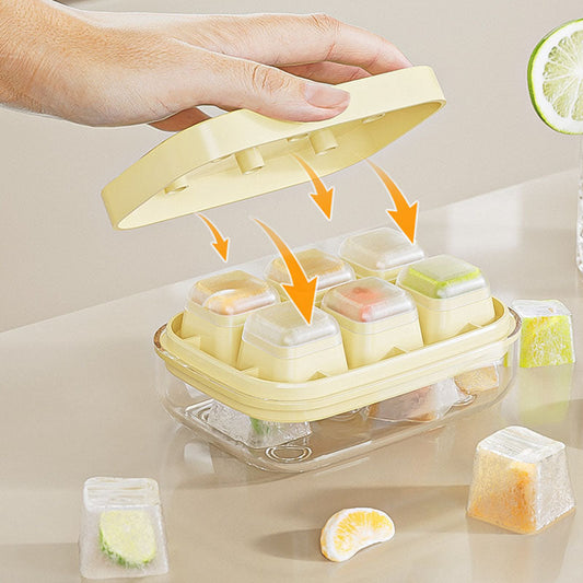 Mini bandeja de cubitos de hielo de 6 compartimentos, apta para contacto con alimentos y fácil de desmoldar