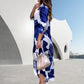💕50% de descuento👗Maxi vestido de manga larga con estampado floral y cuello vuelto