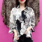 Camisa de solapa delgada estampada para mujeres