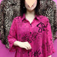 Camisa de solapa delgada estampada para mujeres