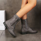 🍂Botas ortopédicas de cuero con cremallera lateral y punta redonda para mujer
