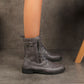 🍂Botas ortopédicas de cuero con cremallera lateral y punta redonda para mujer