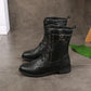 🍂Botas ortopédicas de cuero con cremallera lateral y punta redonda para mujer