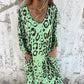 Vestido fluido estampado con cuello en V y bolsillos💕Compre 2 envío gratis💕
