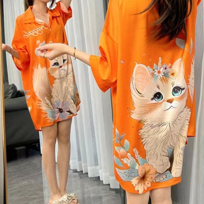 🎁 Venta caliente 49% OFF 🔥Lindo vestido transpirable con estampado de gato