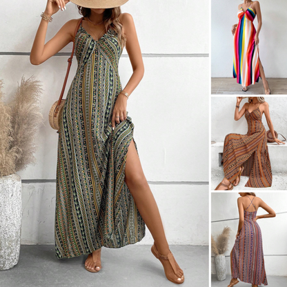 Vestido Cami Maxi estampado con abertura lateral