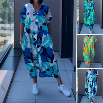 🌸Vestido Elegante Casual con Estampado para Mujer de Escote en V