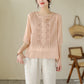 🎉 Rebajas 2026 — ¡Más de 32.000 vendidas! 💞 Camisa fina de algodón de lino de manga redonda de manga redonda transpirable para mujer, bordado fino, camisa de cuello redondo