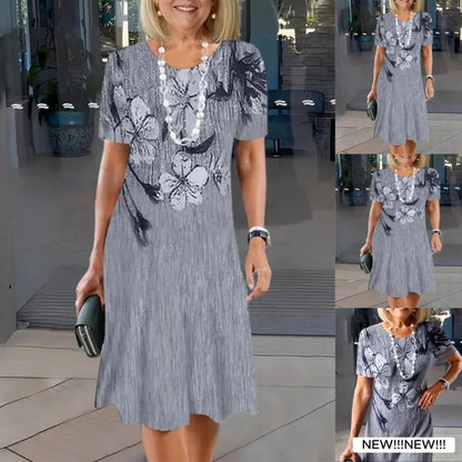 🌈Nuevos productos 2025 - ❤️Vestido informal femenino estampado con cuello redondo