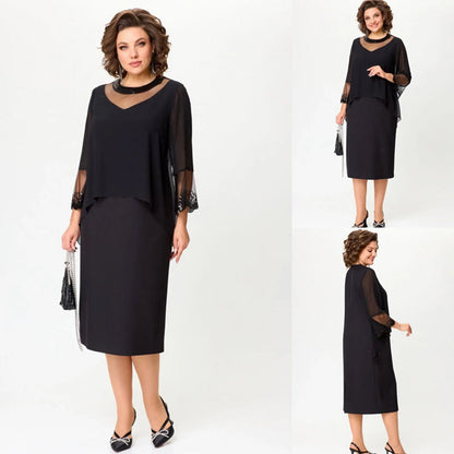 💖Elegantes vestidos negros con mangas 3/4 para mujer