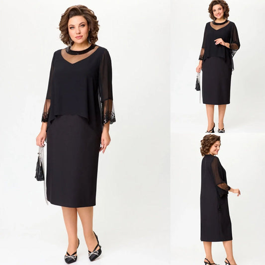 💖Elegantes vestidos negros con mangas 3/4 para mujer