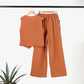 💕Conjunto de 2 piezas de chaleco abotonado y pantalones de pierna ancha de color sólido para mujeres
